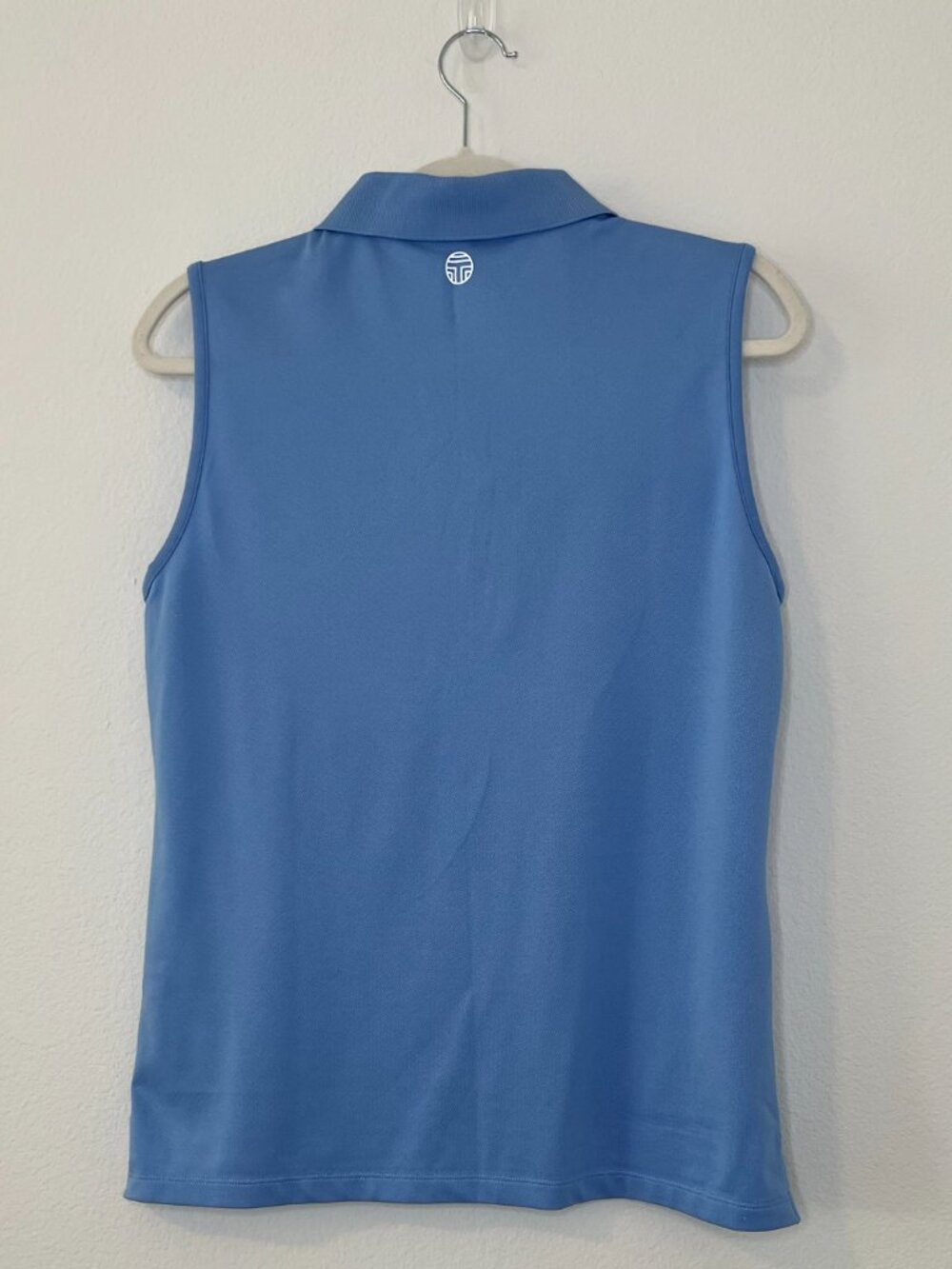 Tory Sport Blue Performance Sleeveless Collared Polo Size Large Nautical Preppy - Picture 3 of 15